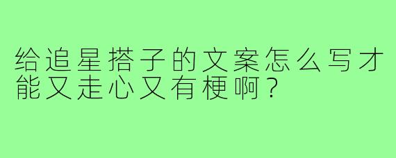 给追星搭子的文案怎么写才能又走心又有梗啊？