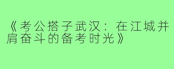 《考公搭子武汉：在江城并肩奋斗的备考时光》