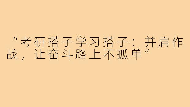 “考研搭子学习搭子：并肩作战，让奋斗路上不孤单”