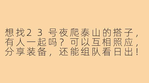 想找23号夜爬泰山的搭子，有人一起吗？可以互相照应，分享装备，还能组队看日出！-23日夜爬泰山搭子