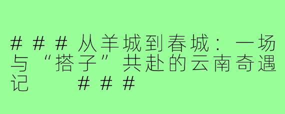 ###从羊城到春城：一场与“搭子”共赴的云南奇遇记

###