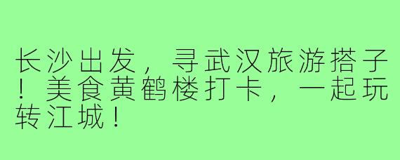 长沙出发,寻武汉旅游搭子!美食黄鹤楼打卡,一起玩转江城!