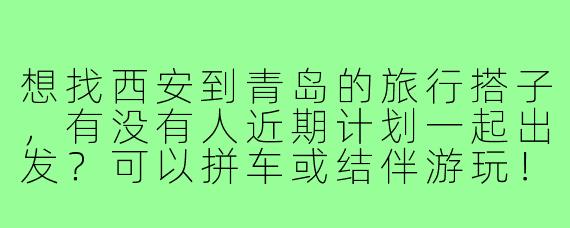 想找西安到青岛的旅行搭子,有没有人近期计划一起出发?可以拼车或结伴游玩!