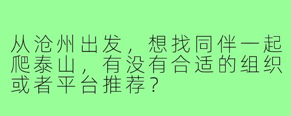 从沧州出发，想找同伴一起爬泰山，有没有合适的组织或者平台推荐？