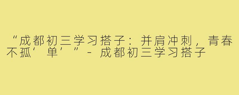 “成都初三学习搭子:并肩冲刺,青春不孤‘单’”-成都初三学习搭子