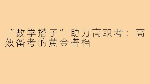 “数学搭子”助力高职考:高效备考的黄金搭档