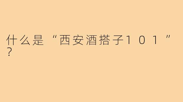 什么是“西安酒搭子101”？