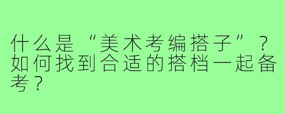 什么是“美术考编搭子”？如何找到合适的搭档一起备考？