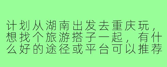计划从湖南出发去重庆玩，想找个旅游搭子一起，有什么好的途径或平台可以推荐吗？