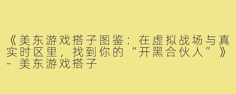 《美东游戏搭子图鉴：在虚拟战场与真实时区里，找到你的“开黑合伙人”》-美东游戏搭子