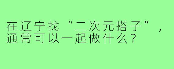 在辽宁找“二次元搭子”,通常可以一起做什么?