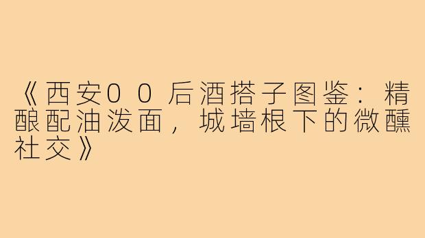 《西安00后酒搭子图鉴：精酿配油泼面，城墙根下的微醺社交》