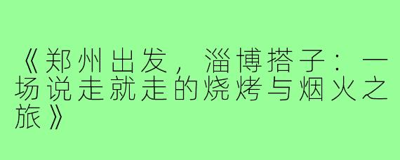 《郑州出发，淄博搭子：一场说走就走的烧烤与烟火之旅》