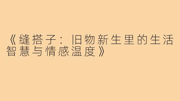 《缝搭子：旧物新生里的生活智慧与情感温度》