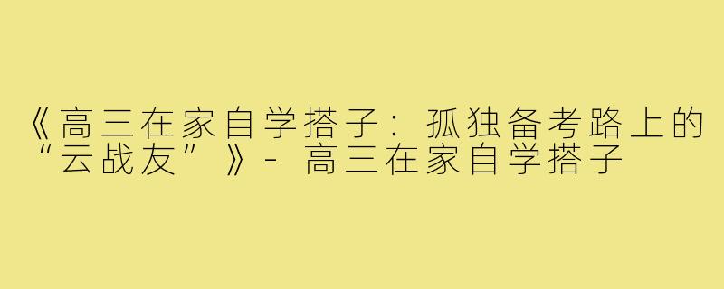 《高三在家自学搭子：孤独备考路上的“云战友”》-高三在家自学搭子