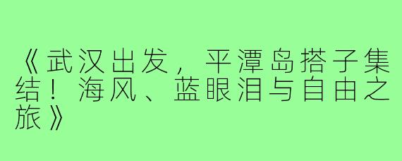 《武汉出发，平潭岛搭子集结！海风、蓝眼泪与自由之旅》