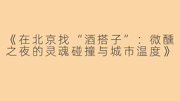 《在北京找“酒搭子”：微醺之夜的灵魂碰撞与城市温度》