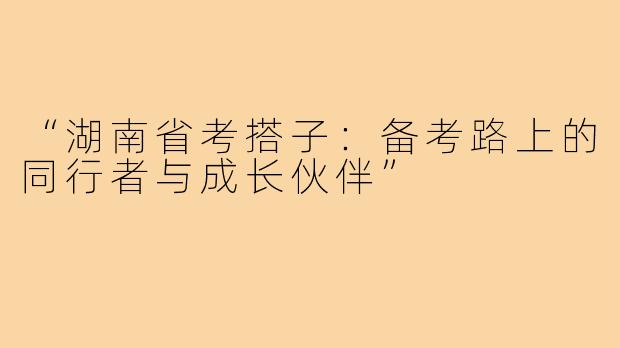 “湖南省考搭子：备考路上的同行者与成长伙伴”