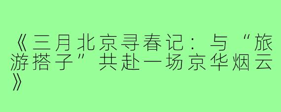 《三月北京寻春记：与“旅游搭子”共赴一场京华烟云》