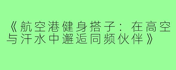 《航空港健身搭子：在高空与汗水中邂逅同频伙伴》