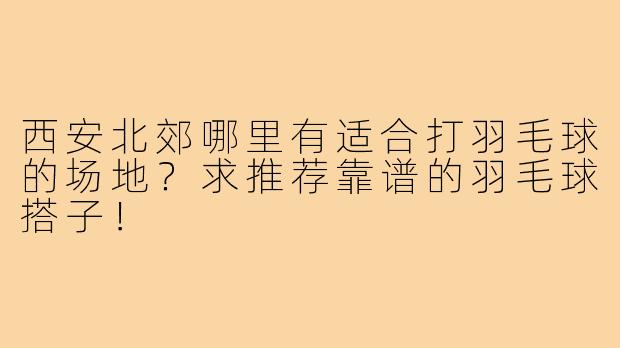 西安北郊哪里有适合打羽毛球的场地？求推荐靠谱的羽毛球搭子！