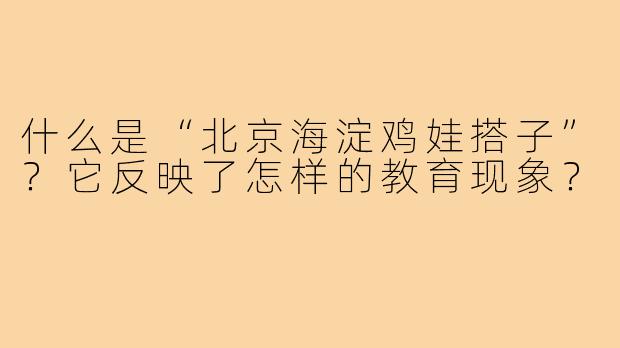 什么是“北京海淀鸡娃搭子”？它反映了怎样的教育现象？