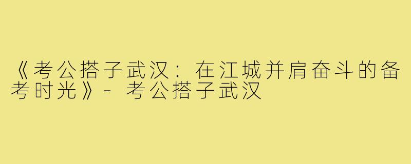 《考公搭子武汉：在江城并肩奋斗的备考时光》-考公搭子武汉