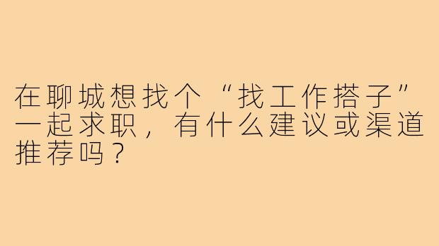 在聊城想找个“找工作搭子”一起求职，有什么建议或渠道推荐吗？