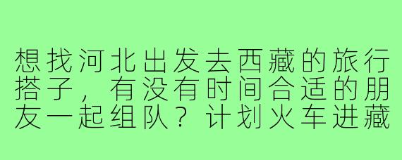 想找河北出发去西藏的旅行搭子,有没有时间合适的朋友一起组队?计划火车进藏,预算5k左右,求捡或拼车!
