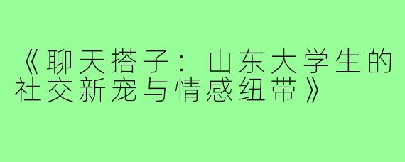 《聊天搭子:山东大学生的社交新宠与情感纽带》