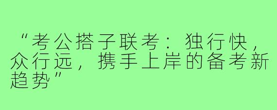 “考公搭子联考：独行快，众行远，携手上岸的备考新趋势”