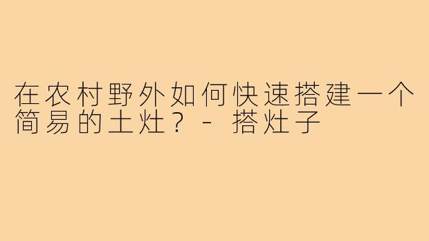在农村野外如何快速搭建一个简易的土灶?-搭灶子