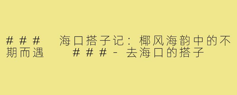 ###
海口搭子记：椰风海韵中的不期而遇

###-去海口的搭子