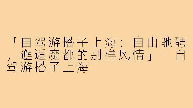 「自驾游搭子上海：自由驰骋，邂逅魔都的别样风情」-自驾游搭子上海