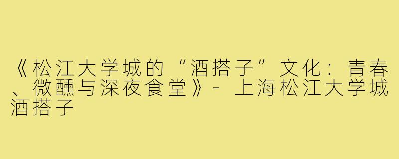 《松江大学城的“酒搭子”文化：青春、微醺与深夜食堂》-上海松江大学城酒搭子