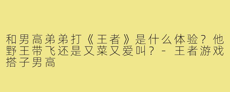 和男高弟弟打《王者》是什么体验？他野王带飞还是又菜又爱叫？-王者游戏搭子男高