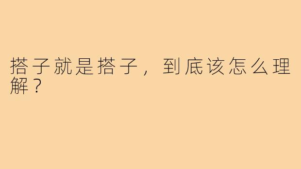 搭子就是搭子，到底该怎么理解？