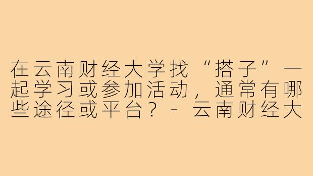 在云南财经大学找“搭子”一起学习或参加活动,通常有哪些途径或平台?-云南财经大学搭子