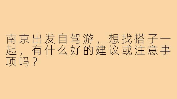 南京出发自驾游,想找搭子一起,有什么好的建议或注意事项吗?