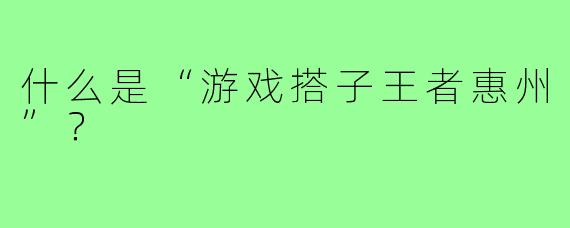 什么是“游戏搭子王者惠州”?
