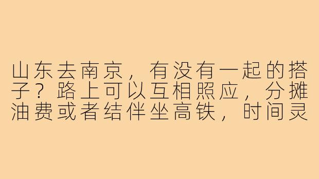 山东去南京,有没有一起的搭子?路上可以互相照应,分摊油费或者结伴坐高铁,时间灵活,希望能凑个伴聊聊天天~