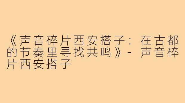 《声音碎片西安搭子：在古都的节奏里寻找共鸣》-声音碎片西安搭子