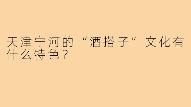 天津宁河的“酒搭子”文化有什么特色？