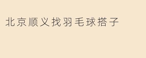 北京顺义找羽毛球搭子