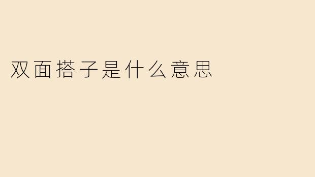 双面搭子是什么意思