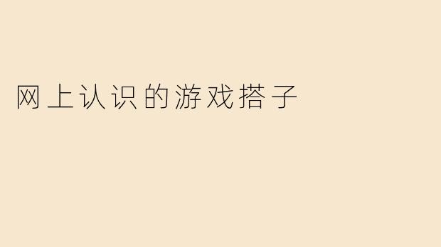 网上认识的游戏搭子