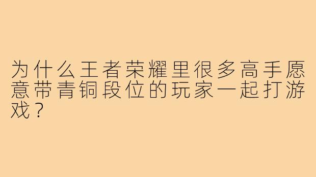 为什么王者荣耀里很多高手愿意带青铜段位的玩家一起打游戏?