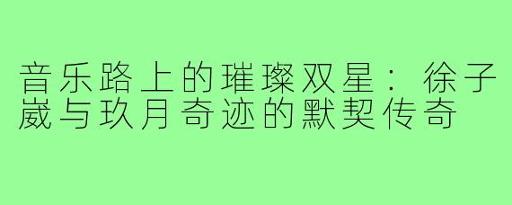 音乐路上的璀璨双星：徐子崴与玖月奇迹的默契传奇