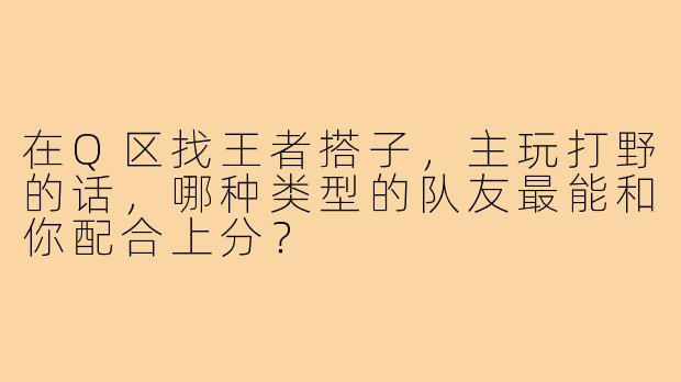在Q区找王者搭子，主玩打野的话，哪种类型的队友最能和你配合上分？