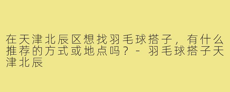在天津北辰区想找羽毛球搭子，有什么推荐的方式或地点吗？-羽毛球搭子天津北辰